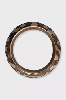 Wooden bracelet with animal print