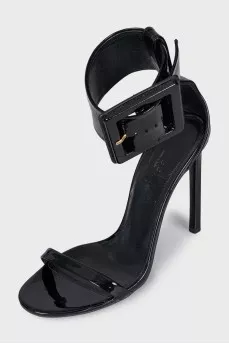 Patent black leather sandals