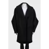 Wool coat with accent sleeves