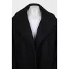 Wool coat with accent sleeves