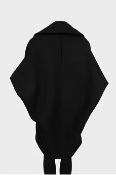 Wool coat with accent sleeves