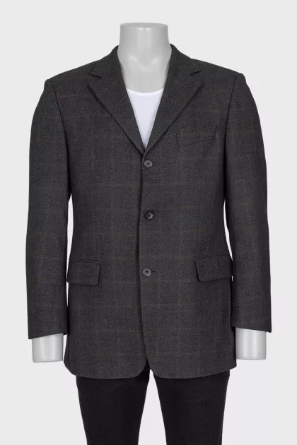Men's wool jacket with a large check pattern