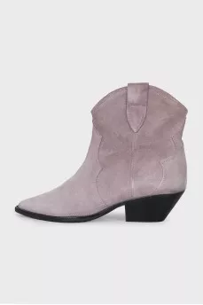 Grey suede pointed-toe Cossack boots