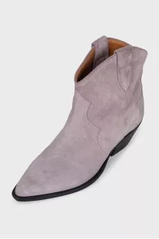 Grey suede pointed-toe Cossack boots