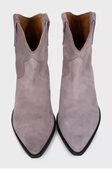 Grey suede pointed-toe Cossack boots