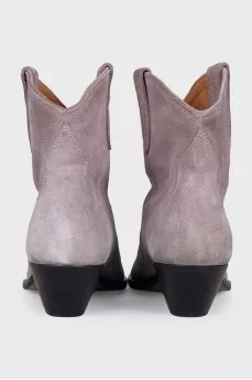 Grey suede pointed-toe Cossack boots
