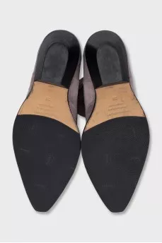 Grey suede pointed-toe Cossack boots