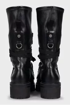 High leather boots with laces