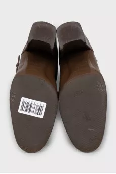 Brown leather boots with heels