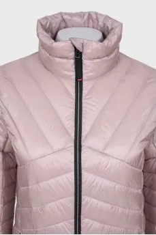 Pink quilted jacket with a zipper