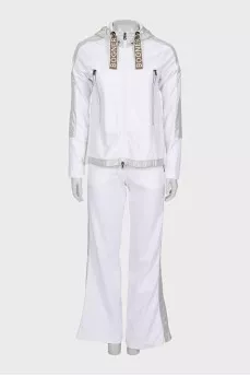 White tracksuit with stripes and a hood