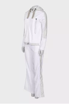 White tracksuit with stripes and a hood