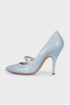 Light blue leather shoes with perforations