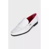 Men's white leather loafers