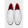 Men's white leather loafers