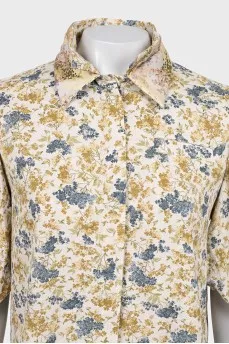 Floral print shirt with short sleeves