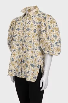 Floral print shirt with short sleeves
