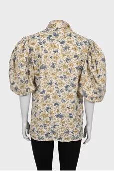 Floral print shirt with short sleeves