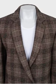 Checkered button-down coat