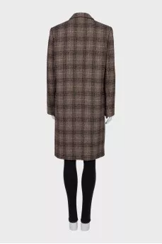 Checkered button-down coat