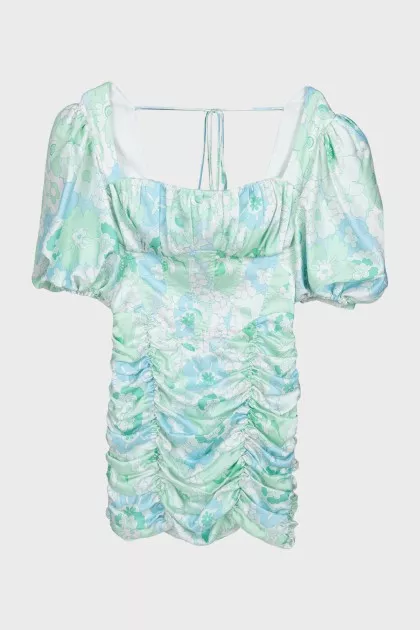 Printed draped mini dress