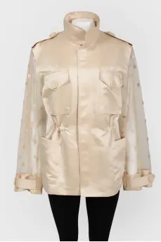 Turtleneck jacket with flowers