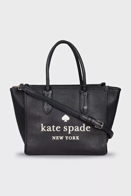 Black tote with branded inscription