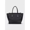 Black tote with branded inscription
