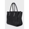 Black tote with branded inscription