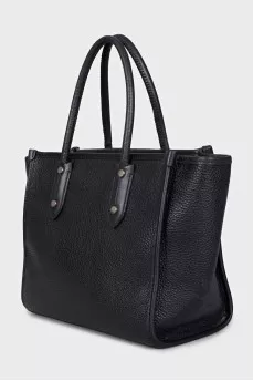 Black tote with branded inscription