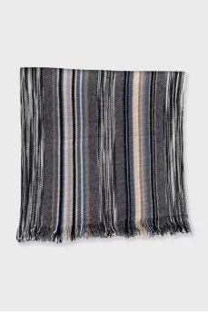 Men's striped scarf with fringe