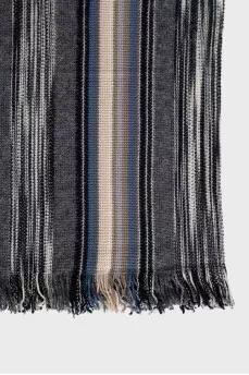 Men's striped scarf with fringe