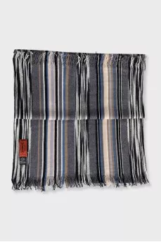 Men's striped scarf with fringe