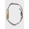 Men's silver watch with gold accents
