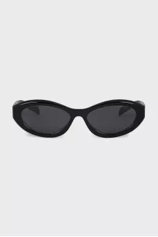 Black oval sunglasses with logo