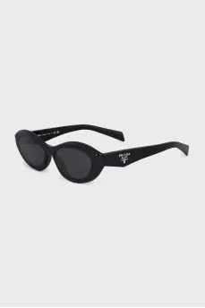 Black oval sunglasses with logo