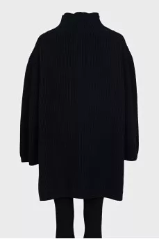 Long wool sweater with zipper
