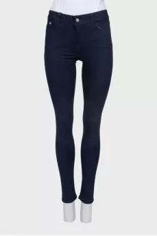 Dark blue skinny fit jeans with pockets