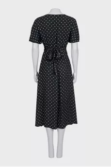 Fitted polka dot print dress with zipper