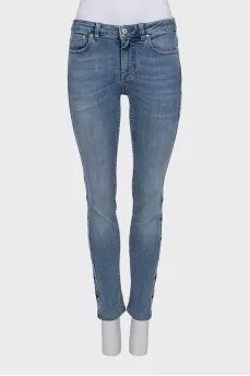 Blue skinny fit jeans with a star print