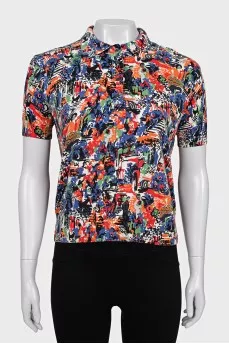 Fitted jumper with abstract print