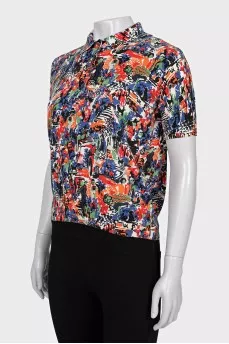 Fitted jumper with abstract print
