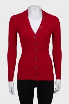 Slim-fit wool cardigan with buttons