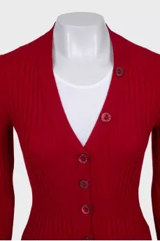 Slim-fit wool cardigan with buttons