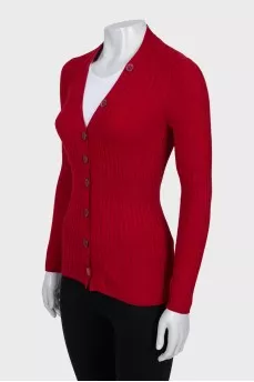 Slim-fit wool cardigan with buttons