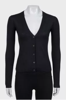 Black cashmere and silk cardigan