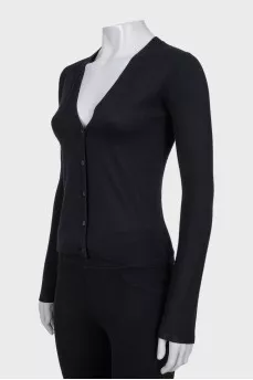 Black cashmere and silk cardigan