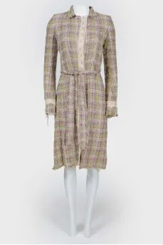 Vintage long cardigan with lace