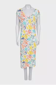 A-line print dress with no fastening