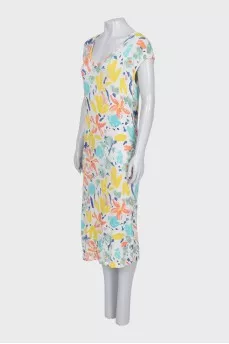 A-line print dress with no fastening